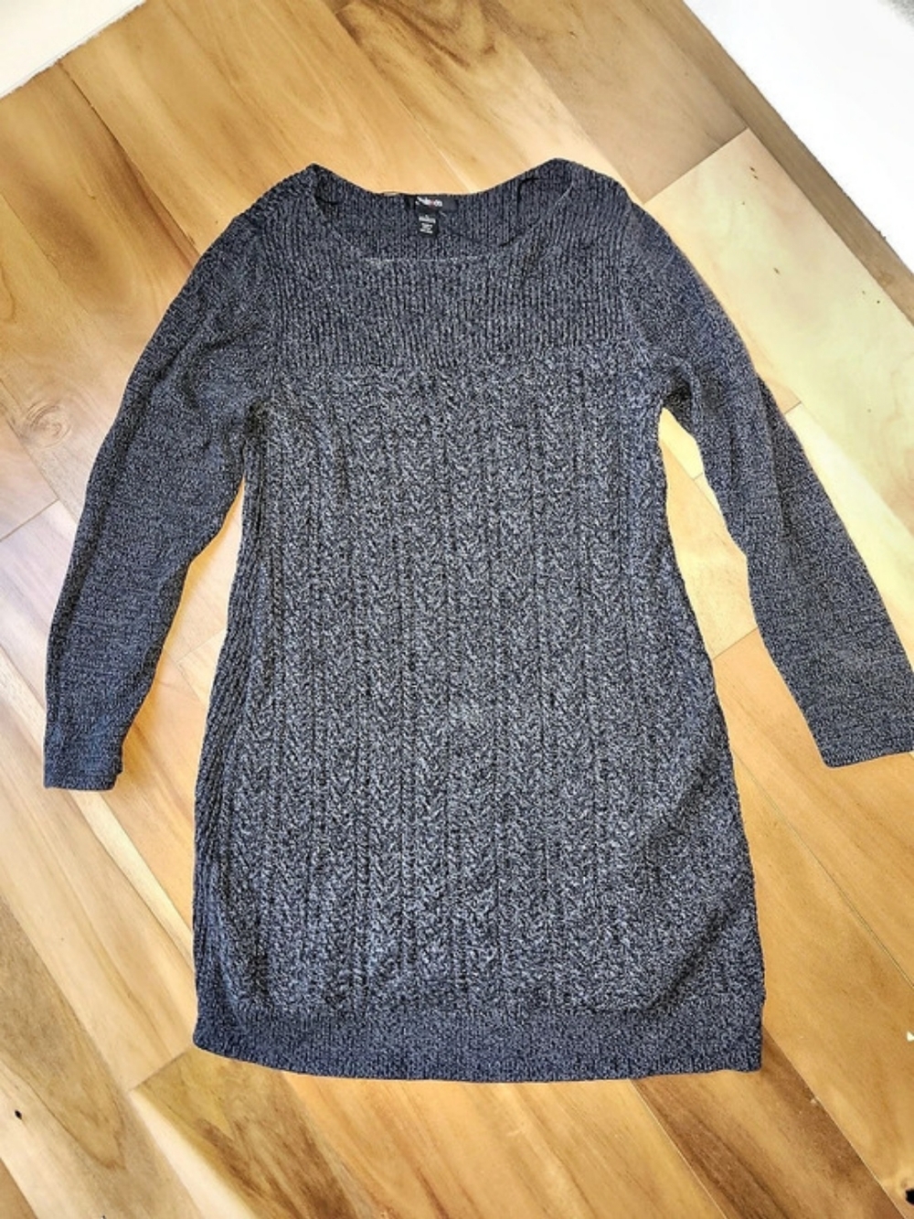 Style&co Long Sleeve Mini Dress Gray & Black Size Large